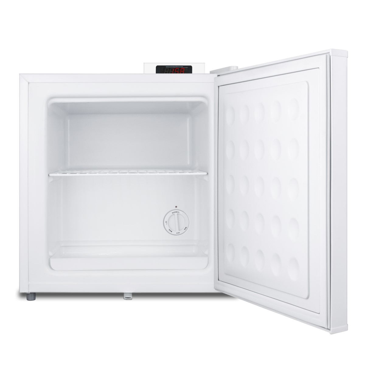 Compact -20 C vaccine storage all-freezer with digital thermostat, temperature alarm, hospital grade cord, self-closing door, and front lock